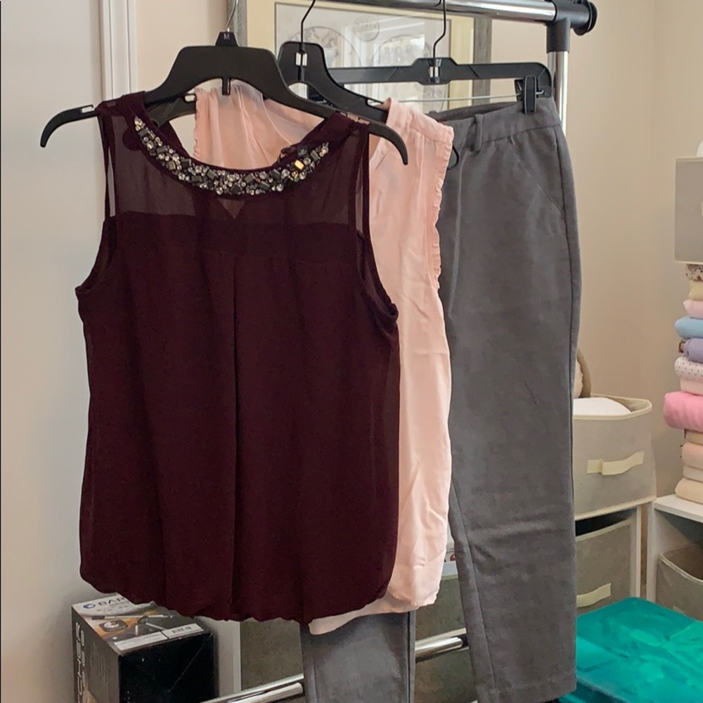 Bundle! Two tops and Capri dress pant medium